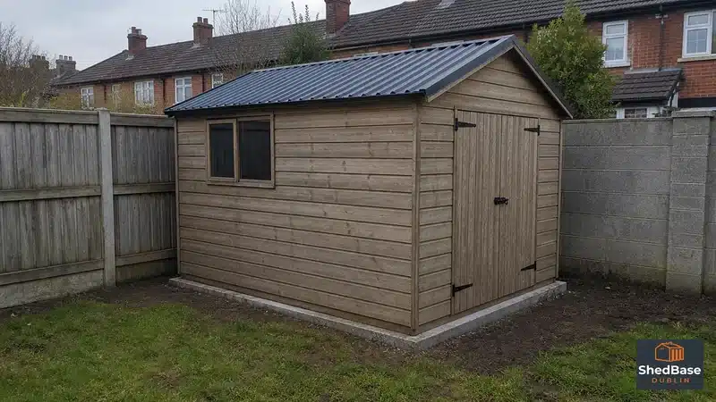 30 square metre shed rule dublin garden A typical small garden shed in a Dublin back garden showing the kind of build that fits well within the 30 square metre exempted development limit